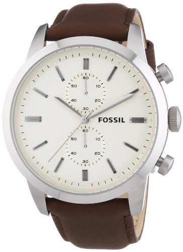  Shop Authentic Fossil Townsman Chronograph White Dial Brown Leather Strap Watch for Men - FS5350 - Luxxuri