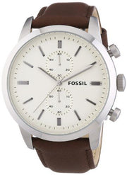  Shop Authentic Fossil Townsman Chronograph White Dial Brown Leather Strap Watch for Men - FS5350 - Luxxuri