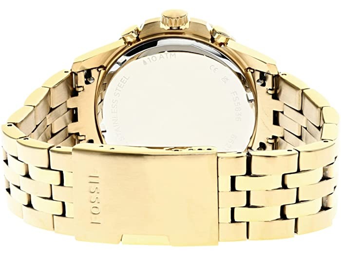  Shop Authentic Fossil FB-01 Chronograph Black Dial Gold Steel Strap Watch for Men - FS5836 - Luxxuri