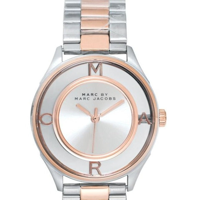 Shop Authentic Marc Jacobs Tether Transparent White Dial Two Tone Steel Strap Watch for Women - MBM3436 - Luxxuri