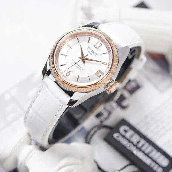  Shop Authentic Tissot T-Classic Powermatic 80 Mother of Pearl Silver Dial White Leather Strap Watch For Women - T108.208.26.117.00 - Luxxuri