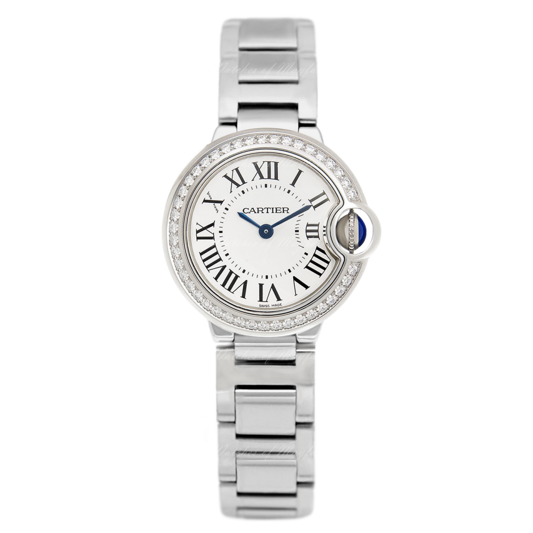  Shop Authentic Cartier Ballon Bleu De Cartier Diamonds White Dial Silver Steel Strap Watch for Women - W4BB0015 - Luxxuri