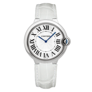  Shop Authentic Cartier Ballon Bleu de Cartier Silver Dial White Leather Strap Watch for Women - W6920087 - Luxxuri
