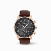  Shop Authentic Hugo Boss Navigator Grey Dial Brown Leather Strap Watch for Men - 1513496 - Luxxuri