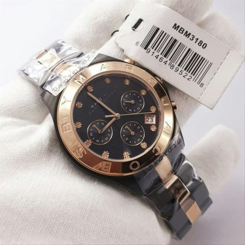  Shop Authentic Marc Jacobs Blade Chronograph Grey Dial Two Tone Steel Strap Watch for Women - MBM8583 - Luxxuri