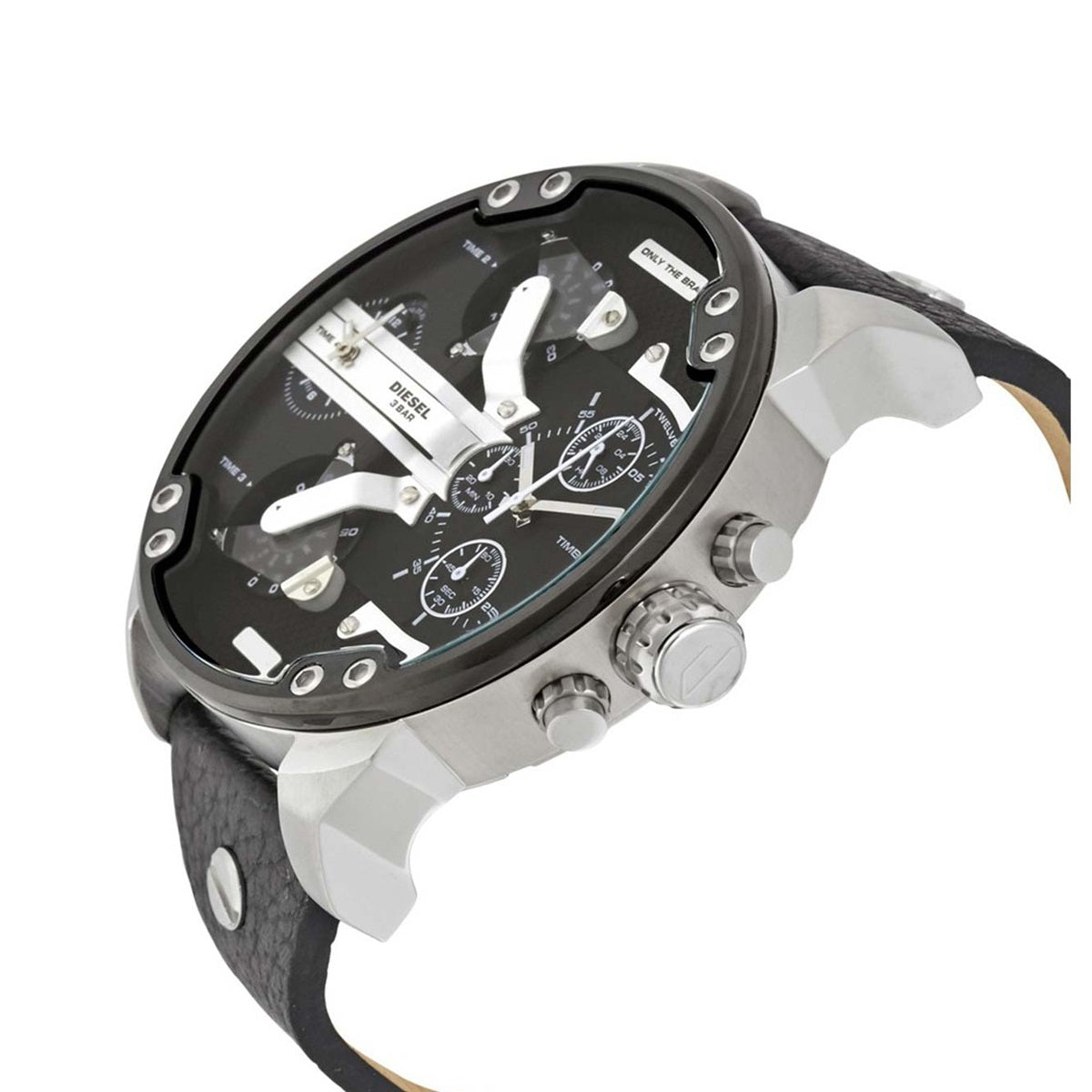  Shop Authentic Diesel Mr Daddy Black Dial Black Leather Strap Watch For Men - DZ7313 - Luxxuri