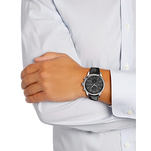  Shop Authentic Hugo Boss Jet Black Dial Black Leather Strap Watch for Men - 1513279 - Luxxuri