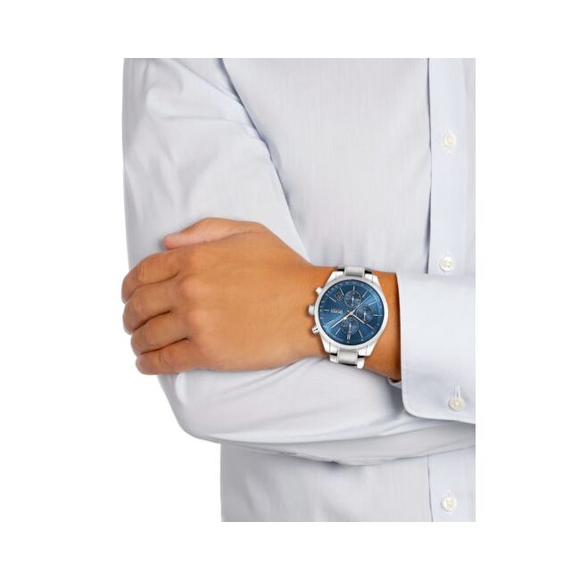  Shop Authentic Hugo Boss Grand Prix Blue Dial Silver Steel Strap Watch for Men - 1513478 - Luxxuri