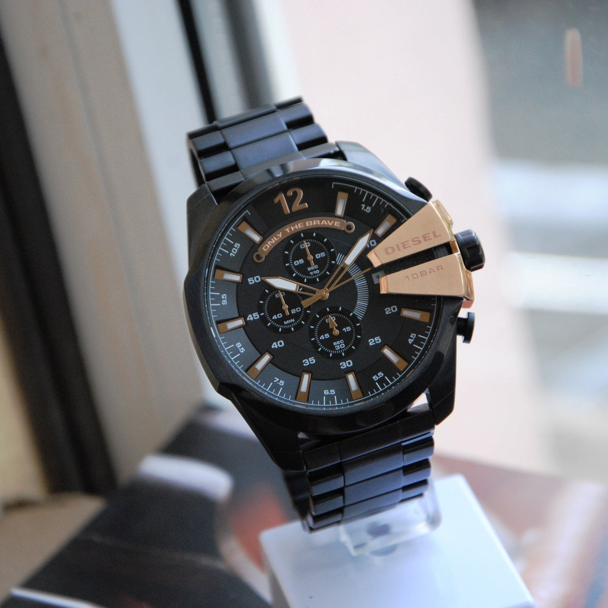  Shop Authentic Diesel Mega Chief Black Dial Black Steel Strap Watch For Men - DZ4309 - Luxxuri