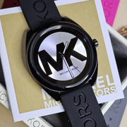  Shop Authentic Michael Kors Janelle Quartz Silver Dial Black Rubber Strap Watch For Women - MK7138 - Luxxuri