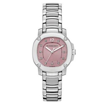  Shop Authentic Burberry The Britain Diamonds Pink Dial Silver Steel Strap Watch for Women - BBY1805 - Luxxuri