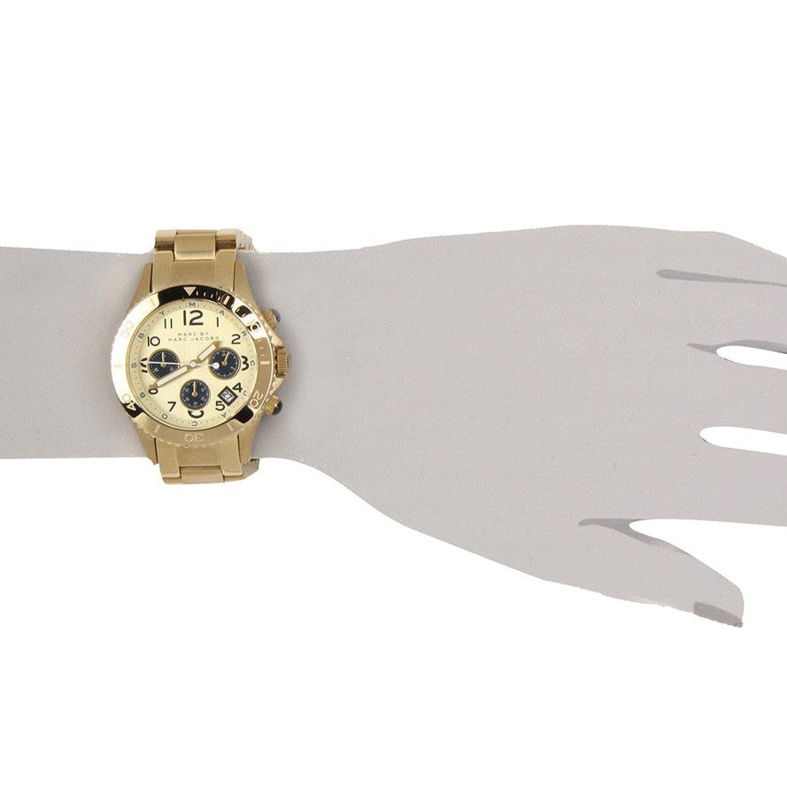  Shop Authentic Marc Jacobs Rock Metal Chronograph Gold Dial Gold Steel Strap Watch for Men - MBM3158 - Luxxuri