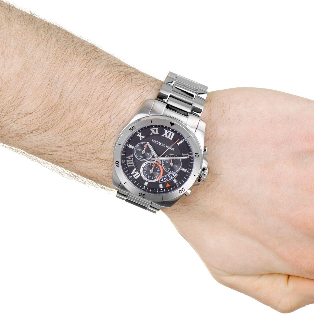  Shop Authentic Michael Kors Brecken Chronograph Quartz Black Dial Silver Steel Strap Watch For Men - MK8438 - Luxxuri