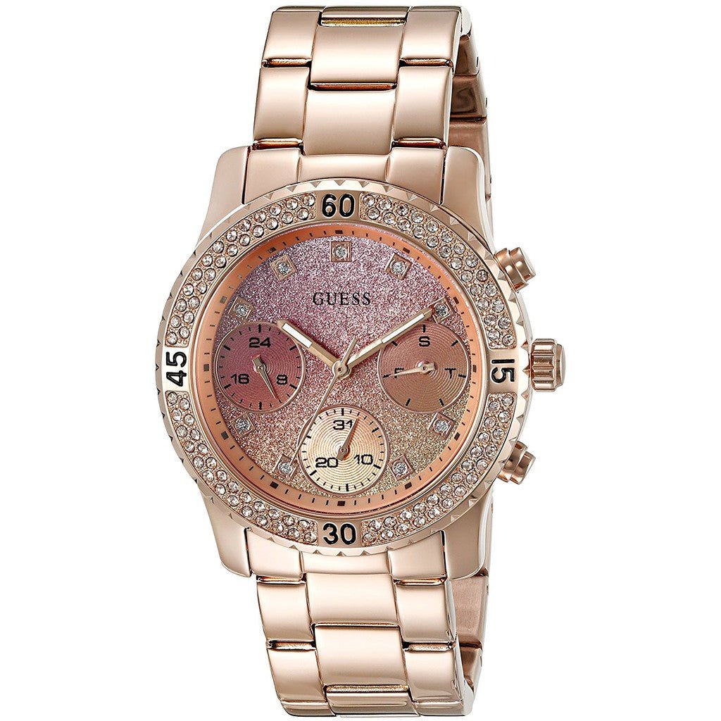  Shop Authentic Guess Confetti Pink Dial Rose Gold Steel Strap Watch For Women - W0774L3 - Luxxuri