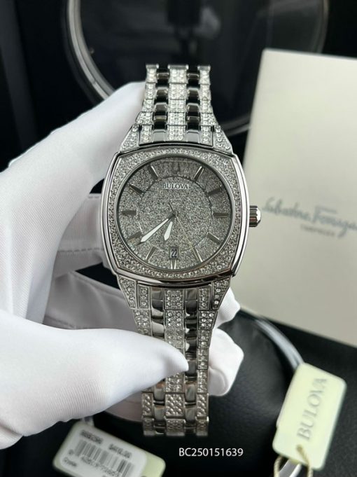  Shop Authentic Bulova Phantom Swarovski Crystal Pave Silver Dial Silver Steel Strap Watch for Men - 98B296 - Luxxuri