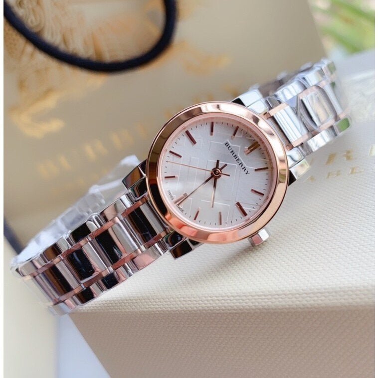  Shop Authentic Burberry The City Silver Dial Two Tone Steel Strap Watch for Women - BU9205 - Luxxuri