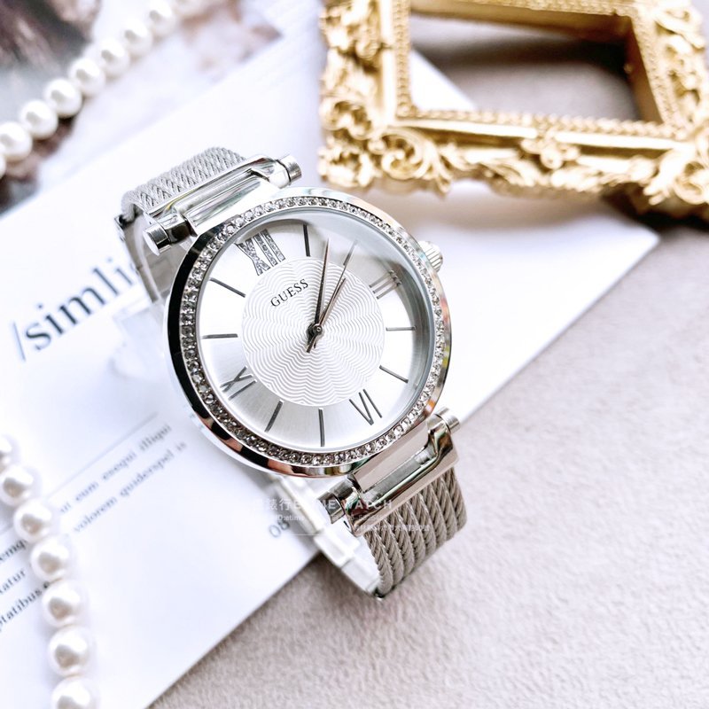  Shop Authentic Guess Soho Silver DIal Stainless Steel Mesh Bracelet Watch For Women - W0638L1 - Luxxuri
