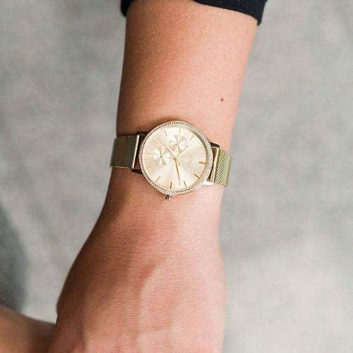  Shop Authentic Hugo Boss Infinity Gold Dial Gold Mesh Bracelet Watch for Women - 1502520 - Luxxuri