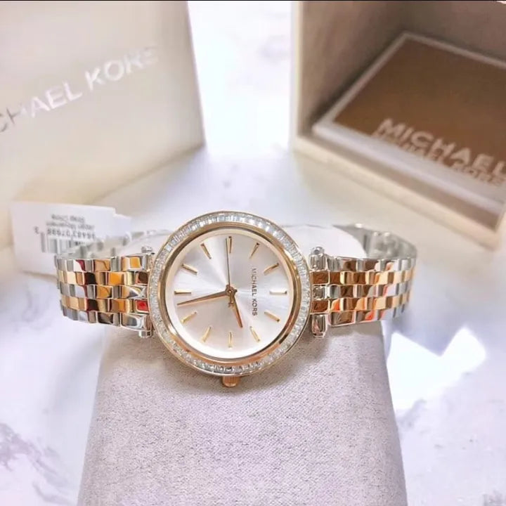  Shop Authentic Michael Kors Darci Silver Dial Two Tone Steel Strap Watch for Women - MK3405 - Luxxuri