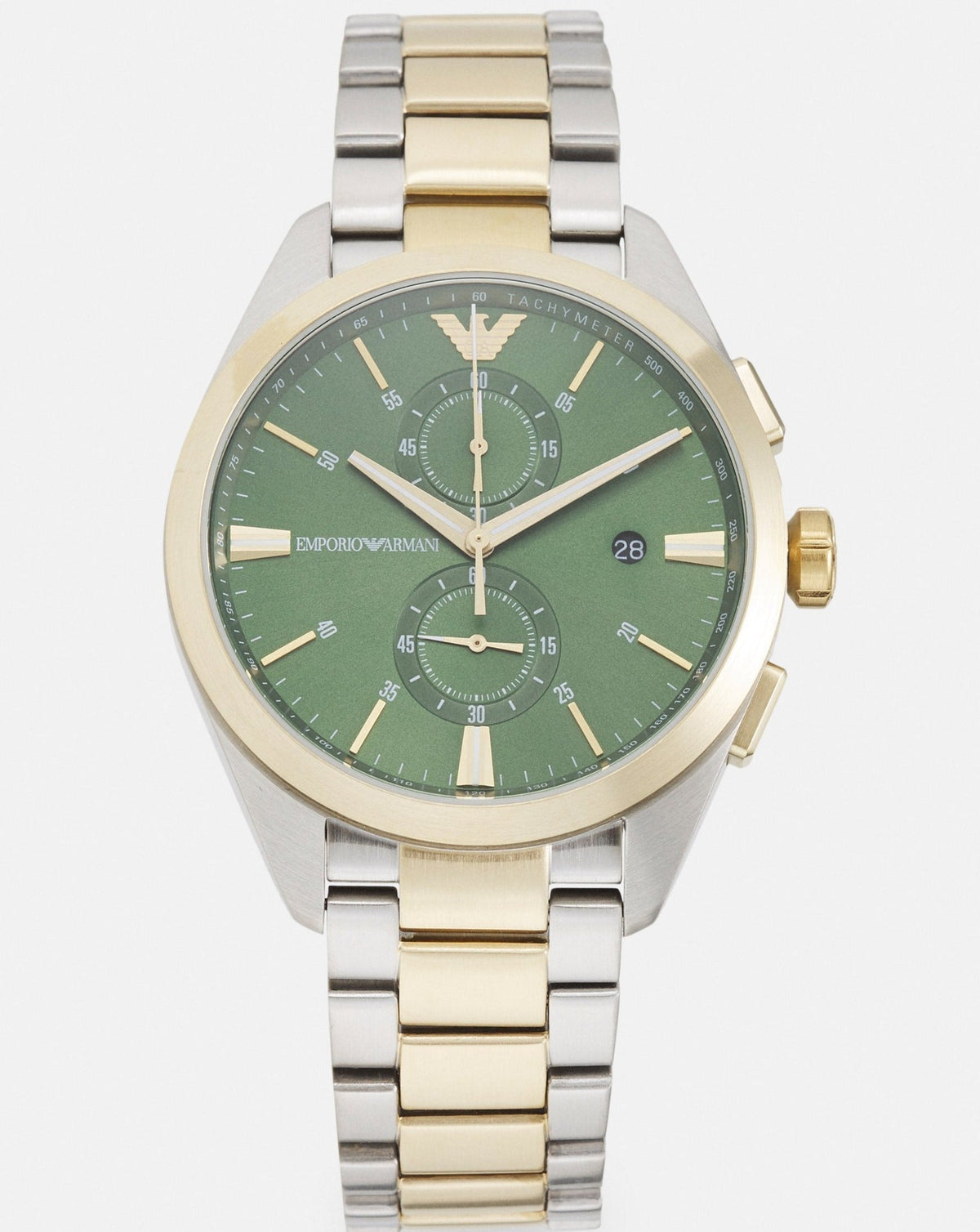  Shop Authentic Emporio Armani Claudio Chronograph Green Dial Two Tone Steel Strap Watch For Women - AR11511 - Luxxuri