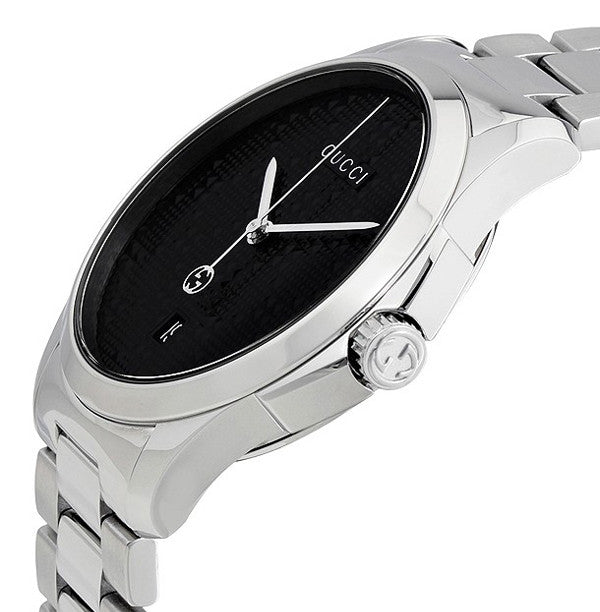  Shop Authentic Gucci G Timeless Black Dial Silver Steel Strap Watch For Men - YA126460 - Luxxuri