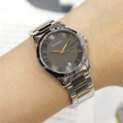  Shop Authentic Gucci G Timeless Brown Dial Silver Steel Strap Watch For Women - YA126529 - Luxxuri