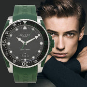  Shop Authentic Gucci Dive Black Dial Green Rubber Strap Watch For Men - YA136310 - Luxxuri
