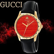  Shop Authentic Gucci G Timeless Coral Red Dial Black Leather Strap Watch For Men - YA126464 - Luxxuri