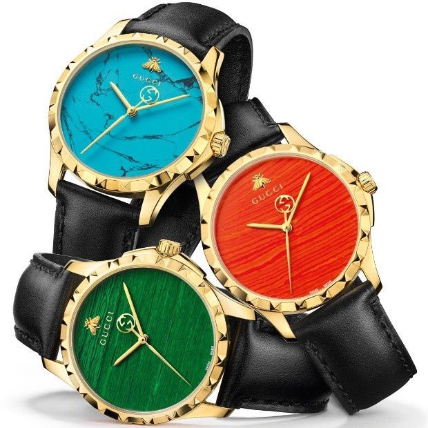  Shop Authentic Gucci G Timeless Coral Red Dial Black Leather Strap Watch For Men - YA126464 - Luxxuri
