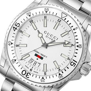  Shop Authentic Gucci Dive Quartz White Dial Silver Steel Strap Watch for Men - YA136302 - Luxxuri