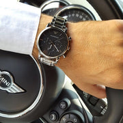  Shop Authentic Emporio Armani Chronograph Black Dial Silver Steel Strap Watch For Men - AR1853 - Luxxuri