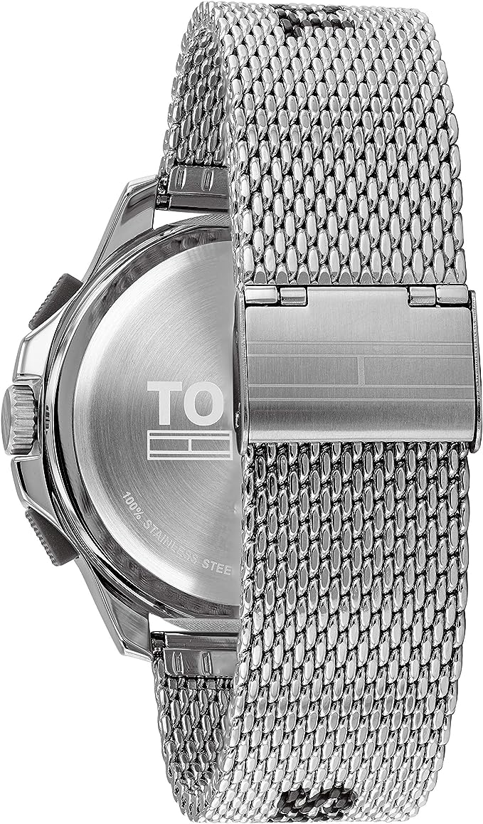  Shop Authentic Tommy Hilfiger Digital Black Dial Silver Mesh Bracelet Watch For Men - 1791765 - Luxxuri