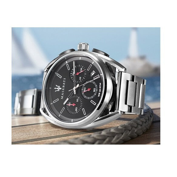 Shop Authentic Maserati Trimarano Chronograph Black Dial Silver Stainless Steel Strap Watch For Men - R8873632003 - Luxxuri