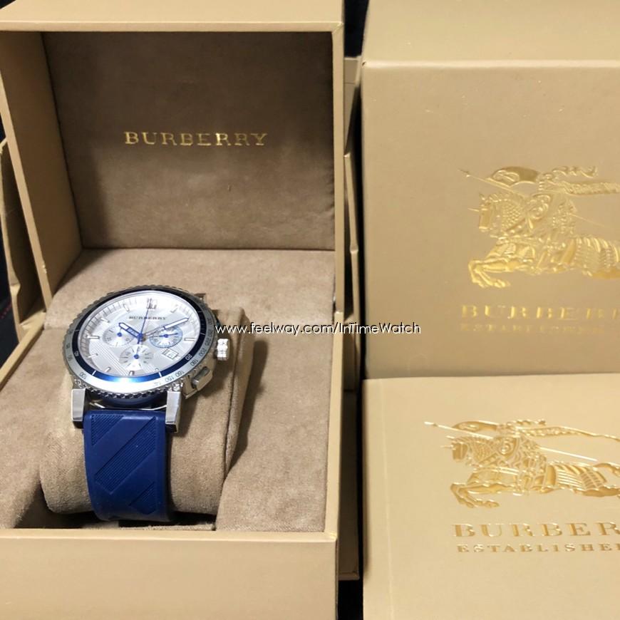  Shop Authentic Burberry City Sport Chronograph White Dial Blue Rubber Strap Watch For Men - BU9808 - Luxxuri