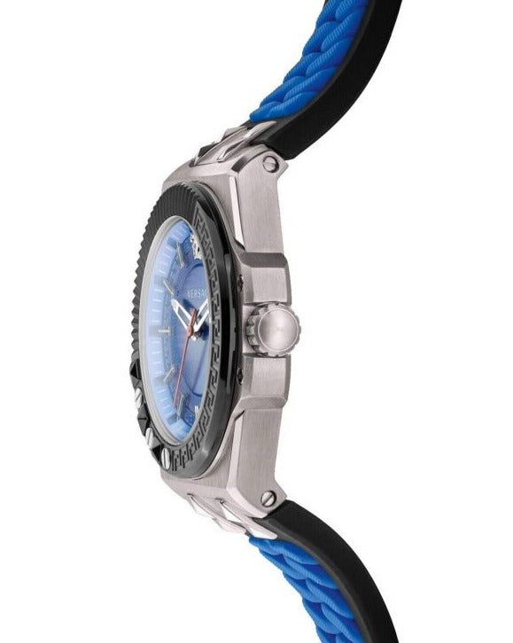  Shop Authentic Versace Chain Reaction Quartz Blue Dial Blue & Black Leather Strap Watch for Men - VEDY00119 - Luxxuri