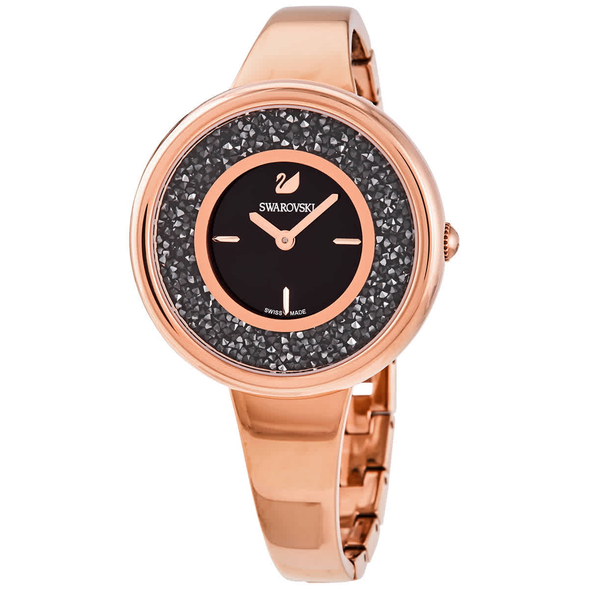  Shop Authentic Swarovski Crystalline Pure Black Dial Rose Gold Steel Strap Watch for Women - 5295334 - Luxxuri