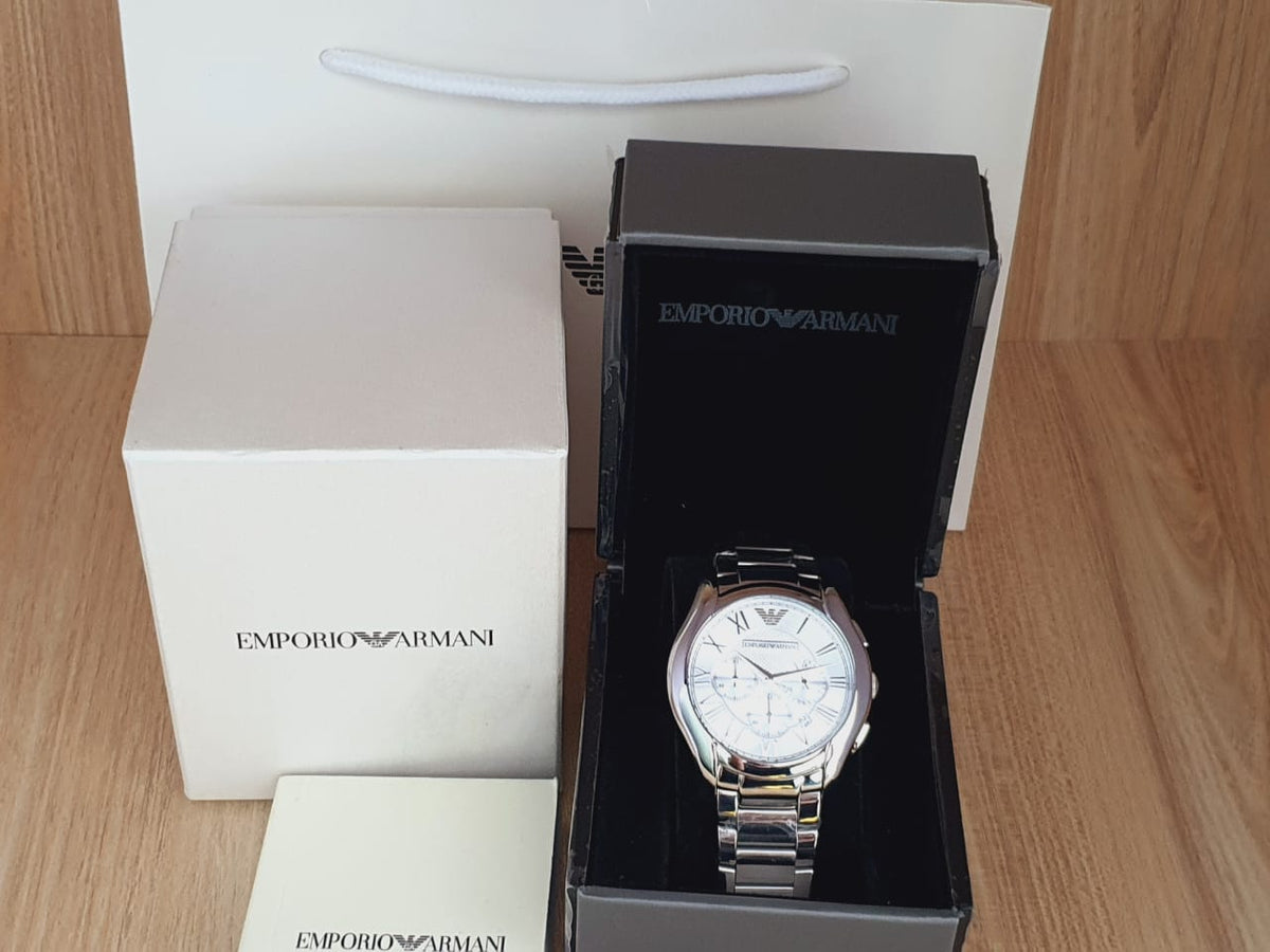  Shop Authentic Emporio Armani Valente Chronograph Silver Dial Silver Steel Strap Watch For Men - AR11081 - Luxxuri
