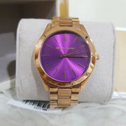  Shop Authentic Michael Kors Slim Runway Purple Dial Rose Gold Steel Strap Watch for Women - MK3293 - Luxxuri