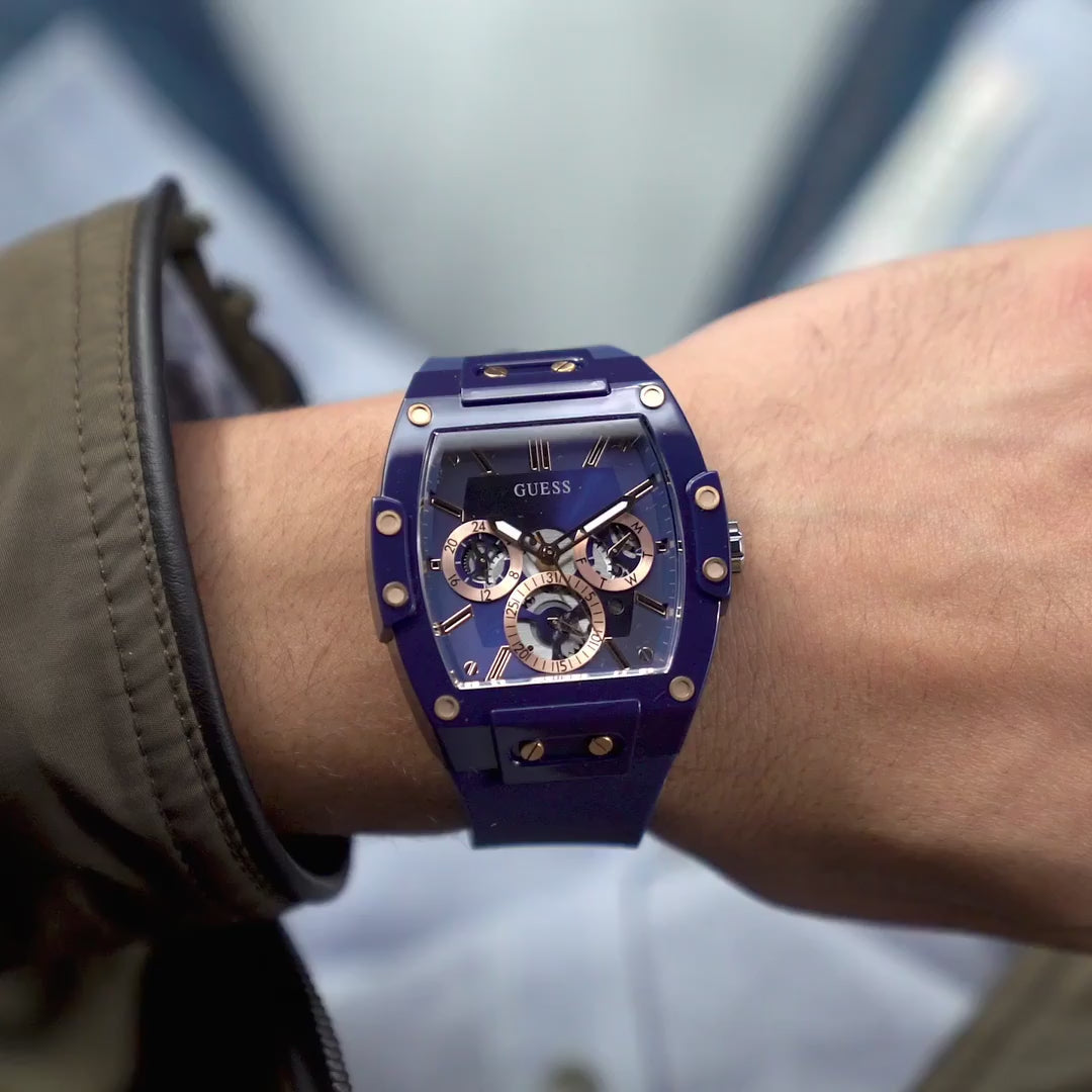  Shop Authentic Guess Phoenix Multifunction Blue Dial Blue Rubber Strap Watch for Men - GW0203G7 - Luxxuri