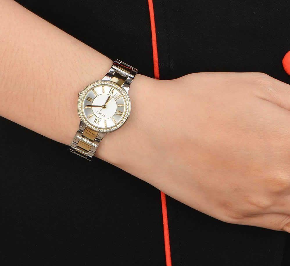  Shop Authentic Fossil Virginia Silver Dial Two Tone Steel Strap Watch for Women - ES3503 - Luxxuri