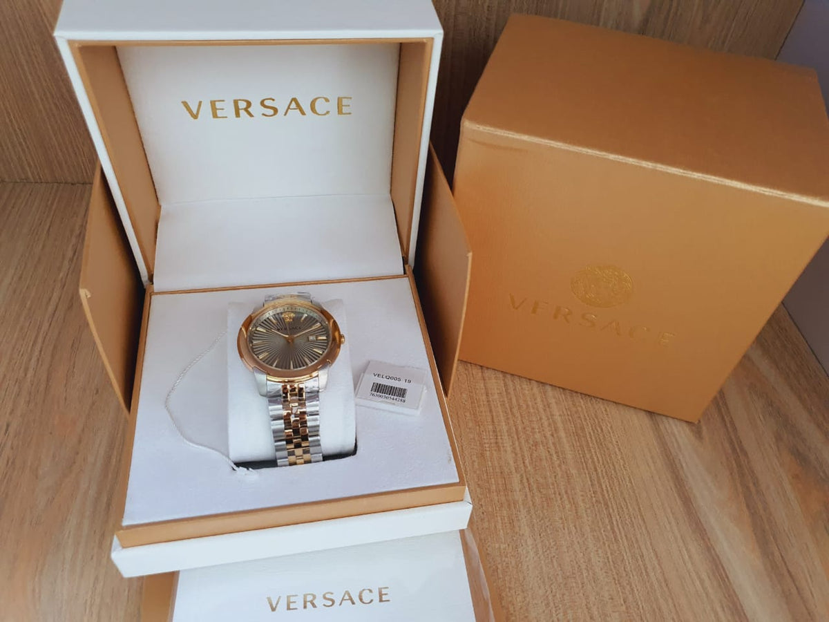  Shop Authentic Versace V-Urban Quartz Silver Dial Two Tone Steel Strap Watch for Men - VELQ00519 - Luxxuri