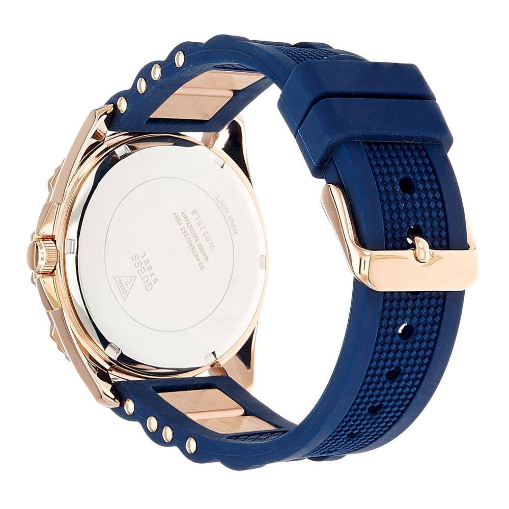  Shop Authentic Guess Interpid White & Rose Gold Dial Blue Silicone Strap Watch For Women - W0325L8 - Luxxuri