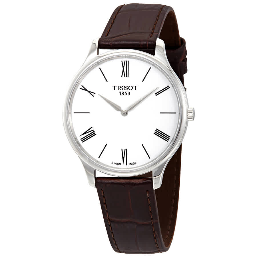  Shop Authentic Tissot T Classic Tradition 5.5 Quartz White Dial Brown Leather Strap Watch For Men - T063.409.16.018.00 - Luxxuri