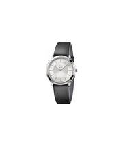  Shop Authentic Calvin Klein Minimal Silver Dial Black Leather Strap Watch for Women - K3M221C6 - Luxxuri