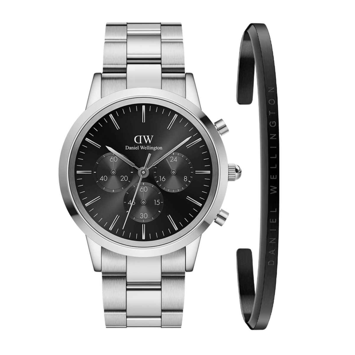  Shop Authentic Daniel Wellington Iconic Chronograph Link Black Dial Silver Steel Strap Watch For Men  - DW00100645 - Luxxuri