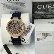  Shop Authentic Guess Solistice Diamonds Roe Gold Dial Black Rubber Strap Watch for Women - GW0484L2 - Luxxuri