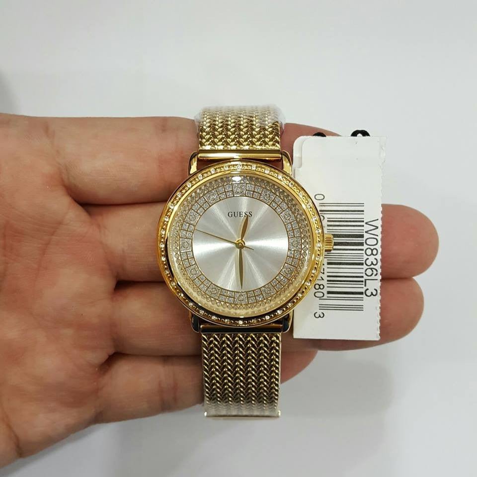  Shop Authentic Guess Willow Two Tine Dial Gold Mesh Bracelet Watch For Women - W0836L3 - Luxxuri