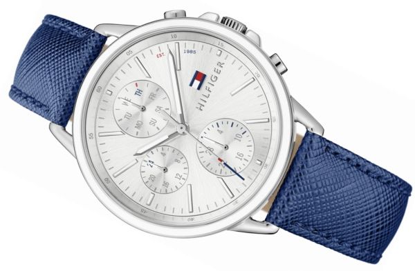  Shop Authentic Tommy Hilfiger Carly Silver Dial Blue Leather Strap Watch for Women - 1781791 - Luxxuri
