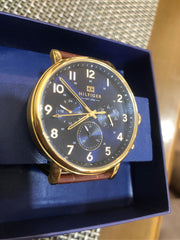  Shop Authentic Tommy Hilfiger Daniel Blue Dial Brown Leather Strap Watch for Men - 1710380 - Luxxuri