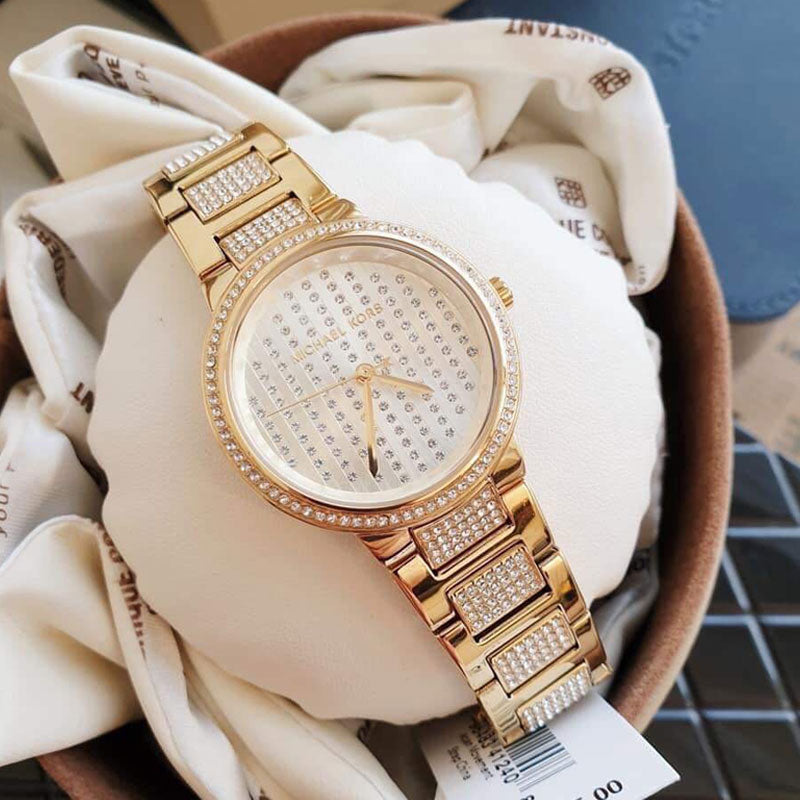  Shop Authentic Michael Kors Gabbi Crystals Gold Dial Gold Steel Strap Watch For Women - MK3985 - Luxxuri